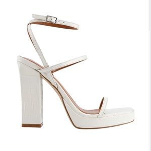 Marc Fisher Katin Sandal Platform Block Heel Ivory Leather Womens 9